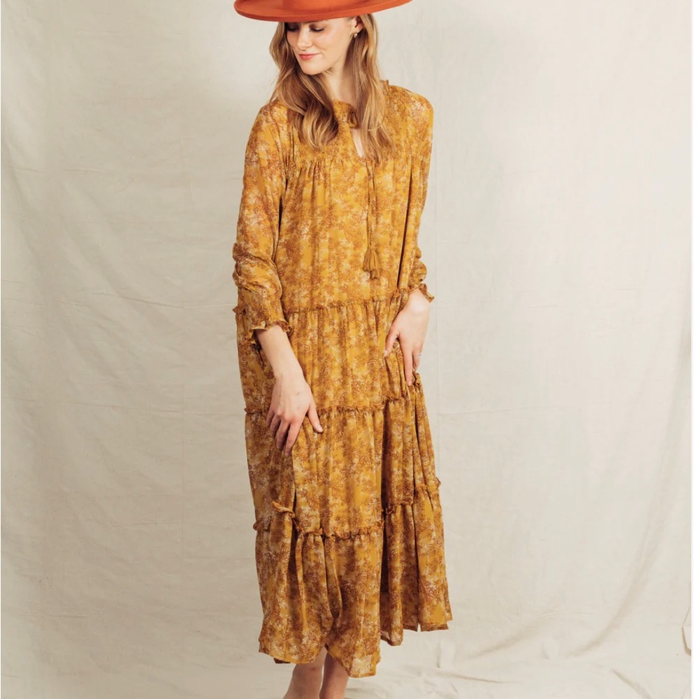 Kodi Dress || Mustard boho maxi dress||women’s boho fall maxi dress - Picture 2 of 4